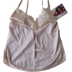 Vintage Bestform Nylon Camisole Tank Top S Nude Lace Lingerie Pinup Rockabilly